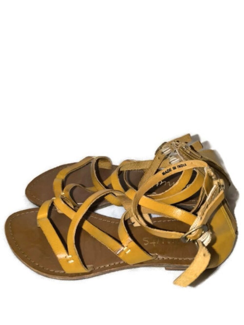 COCONUTS BY MATISSE Yellow Leather Strappy Flat Terra Sandal 7
